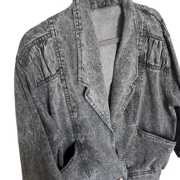 Acid Wash Denim Jacket Oversized Slouchy 80s Style Unbranded Grunge Look S/Med - Picture 3 of 8